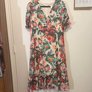 London Times Multicolor Floral Midi Dress